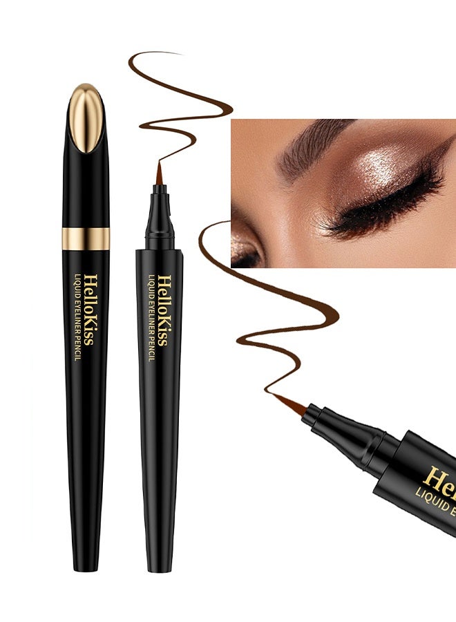 هيلوكيس قلم كحل سائل، كحل عيون سائل مقاوم للماء، طويل الأمد، مضاد للتلطخ، فائق النعومة، قلم كحل، صيغة نباتية، رأس دقيق للغاية 02#بني - Image 1